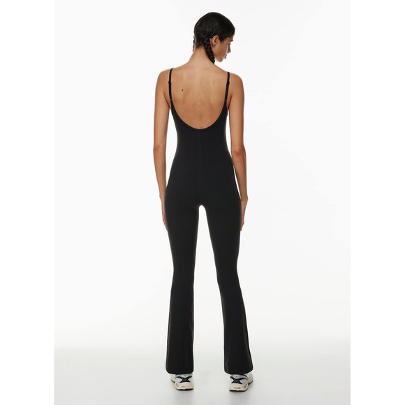 Aritzia Golden Butter Essential Spaghetti Strap Flare Jumpsuit Bodycon Onesie S - Picture 9 of 9